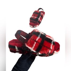 UGG Fluff Yeah Slide Backstrap Slipper Plaid